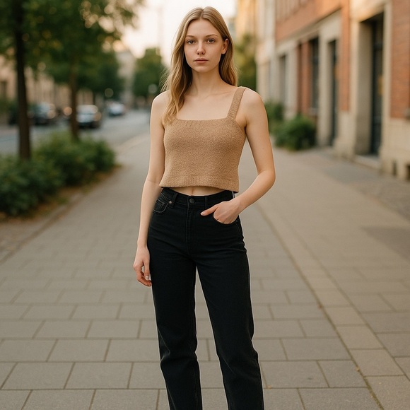 Forever 21 Peach Cream Fuzzy Cropped Sweater Tank Top 1X - Picture 9 of 9